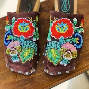 Beaded Suede Clogs